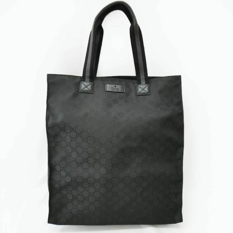 Front lea Gucci GG Guccissima Black Nylon Tall Tote Bag