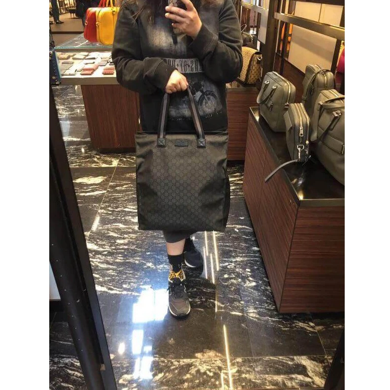 Replica bag Front lea Gucci GG Guccissima Black Nylon Tall Tote Bag