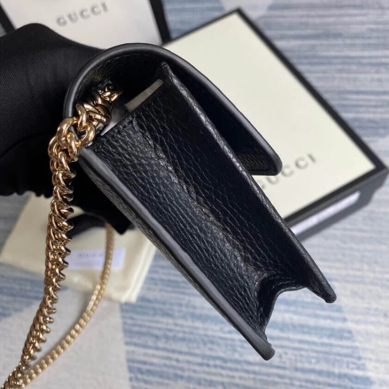 Replica bags lv Calf Leat Gucci GG Interlocking Wallet On Chain Black