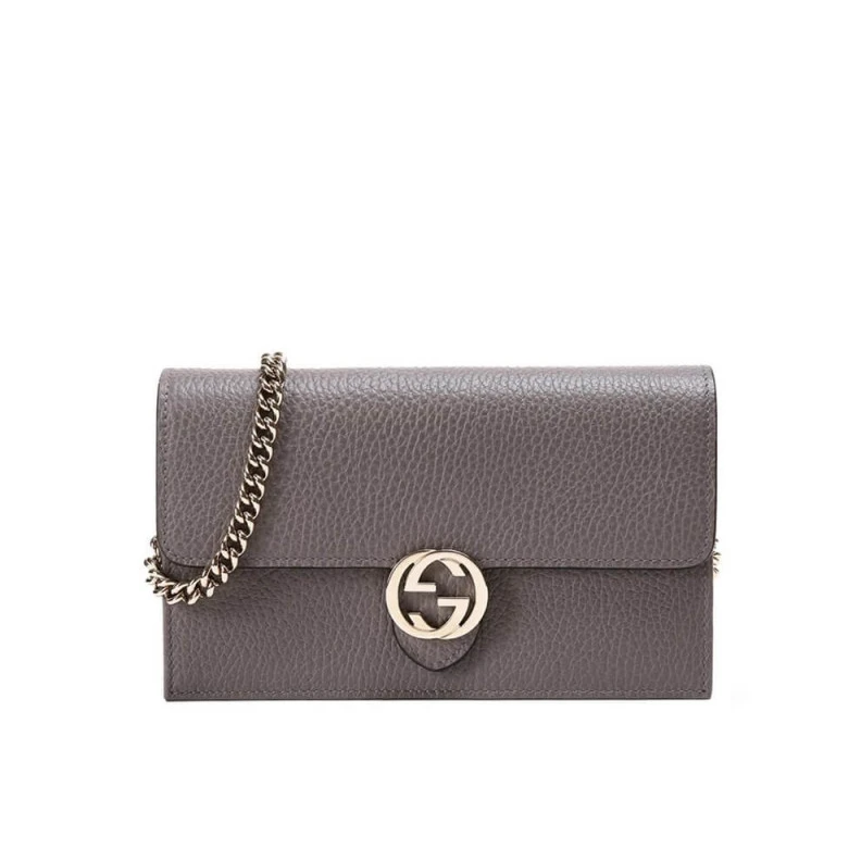 Flap Clos Gucci GG Interlocking Wallet On Chain Grey