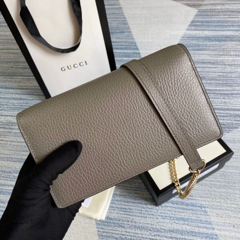 Kitlife Flap Clos Gucci GG Interlocking Wallet On Chain Grey
