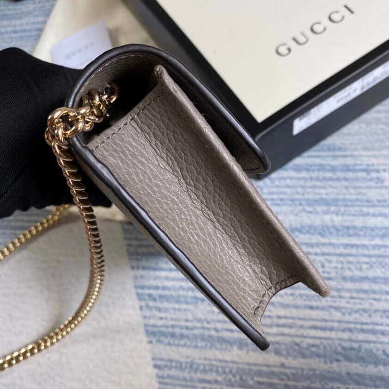 Kitlife Flap Clos Gucci GG Interlocking Wallet On Chain Grey