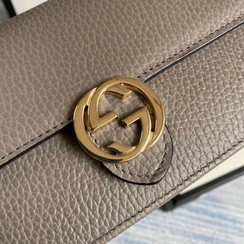 Kitlife Flap Clos Gucci GG Interlocking Wallet On Chain Grey
