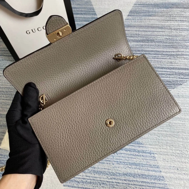 Kitlife Flap Clos Gucci GG Interlocking Wallet On Chain Grey