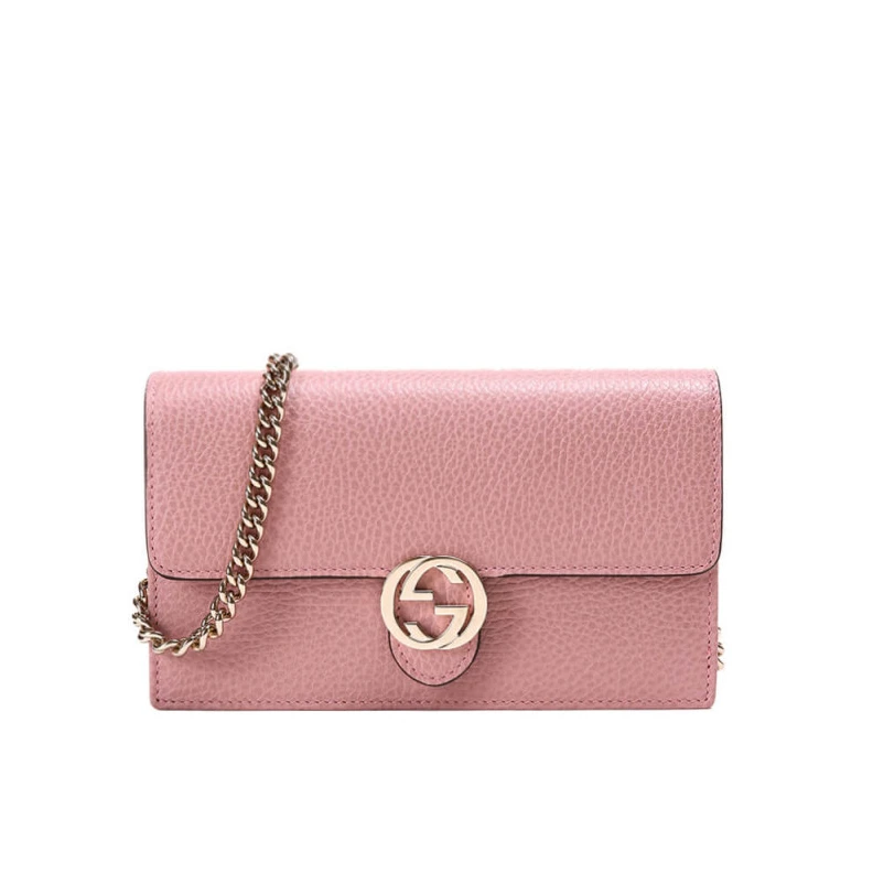 Full Inte Gucci GG Interlocking Wallet On Chain Pink