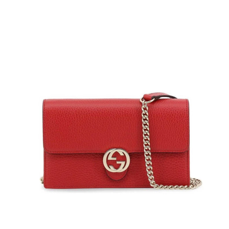 Golden In Gucci GG Interlocking Wallet On Chain Red