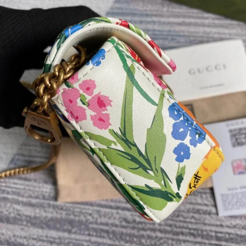 Replica bag Attached Gucci GG Marmont Ken Scott Print Super Mini Bag