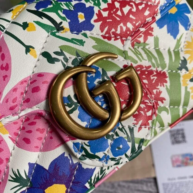 Replica bag Attached Gucci GG Marmont Ken Scott Print Super Mini Bag