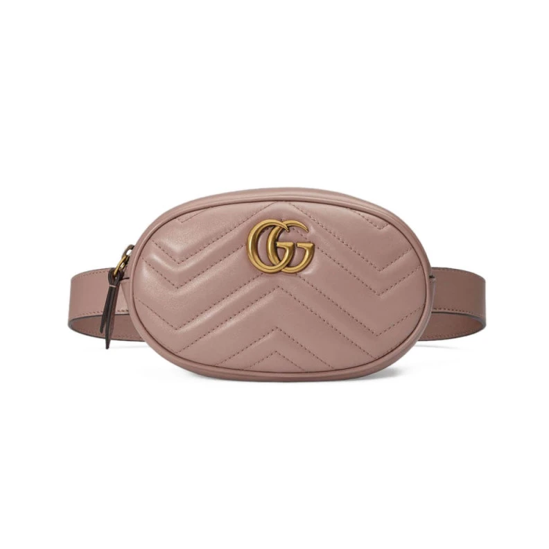 Can be wo Gucci GG Marmont Matelasse Leather Belt Bag Nude Pink