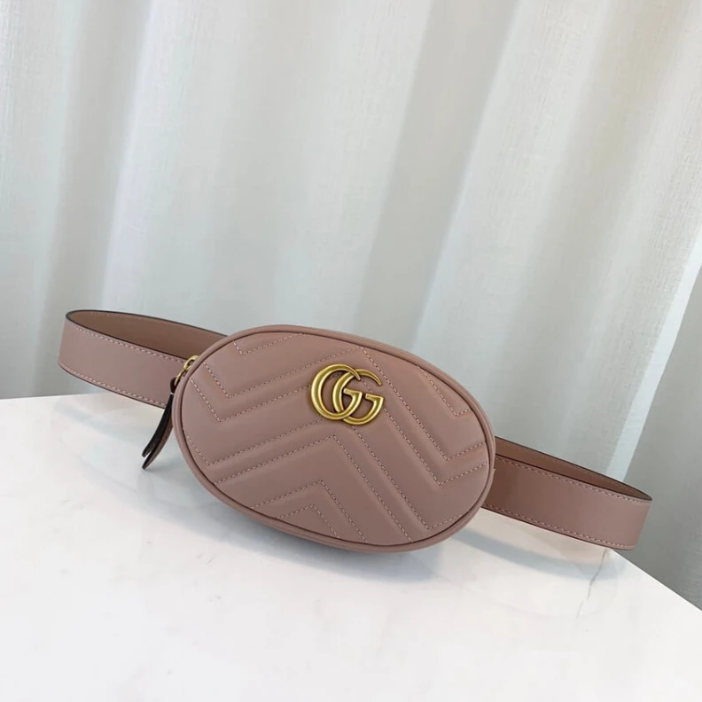 Kitlife Can be wo Gucci GG Marmont Matelasse Leather Belt Bag Nude Pink