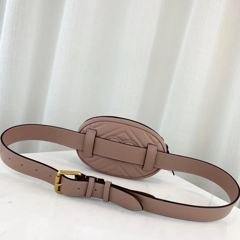 Kitlife Can be wo Gucci GG Marmont Matelasse Leather Belt Bag Nude Pink