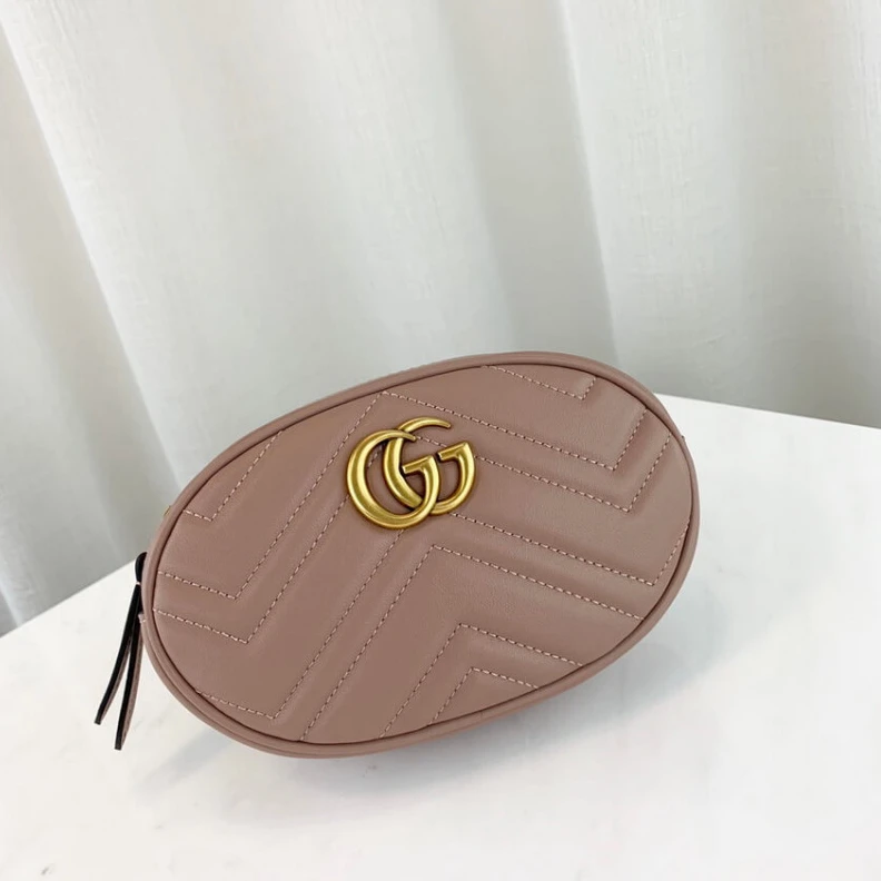 Kitlife Can be wo Gucci GG Marmont Matelasse Leather Belt Bag Nude Pink
