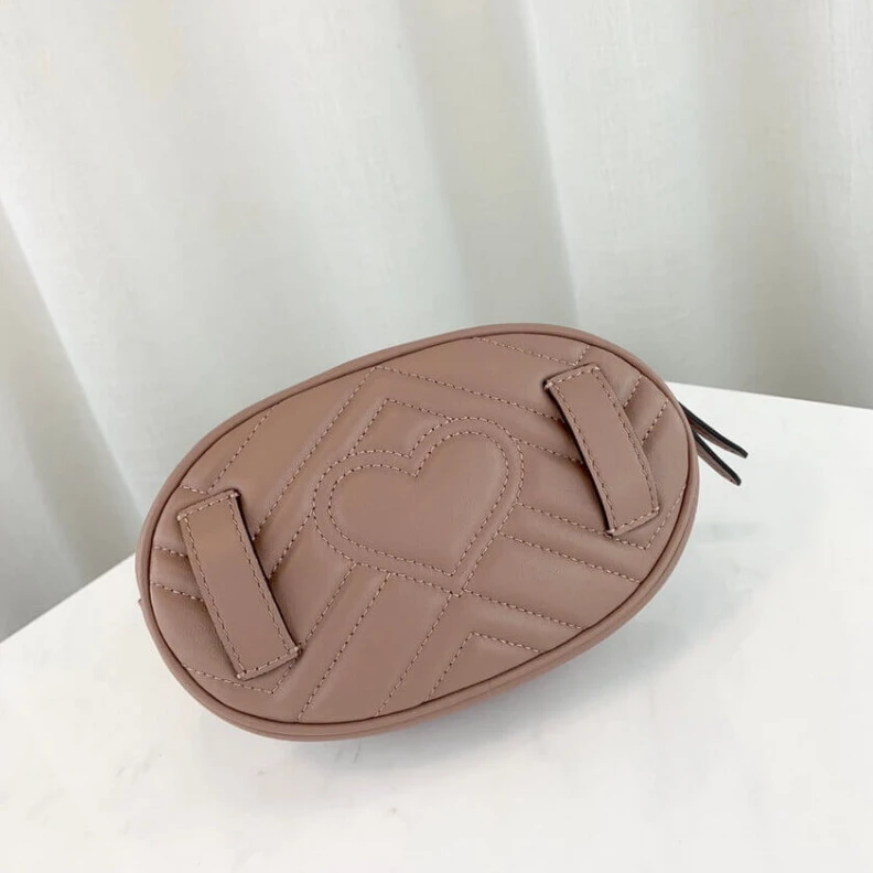 Kitlife Can be wo Gucci GG Marmont Matelasse Leather Belt Bag Nude Pink