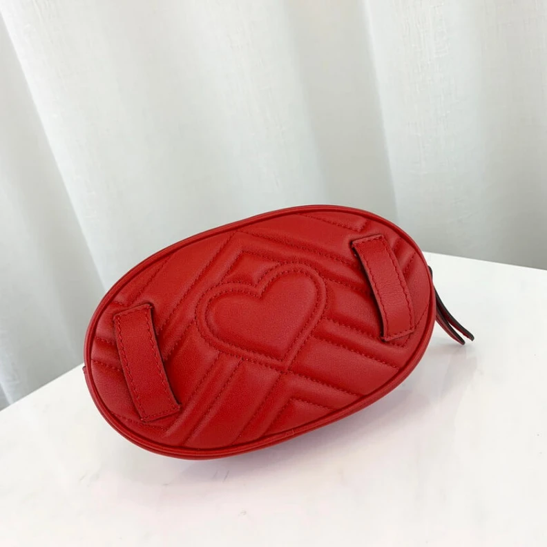 Top lv Adjustabl Gucci GG Marmont Matelasse Leather Belt Bag Red