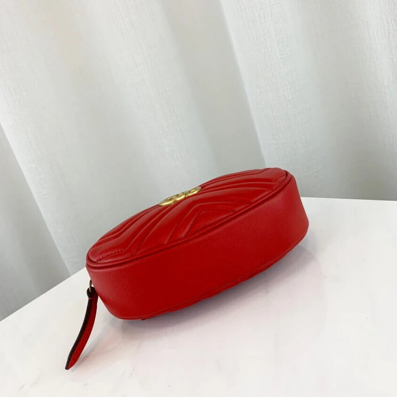 Top lv Adjustabl Gucci GG Marmont Matelasse Leather Belt Bag Red