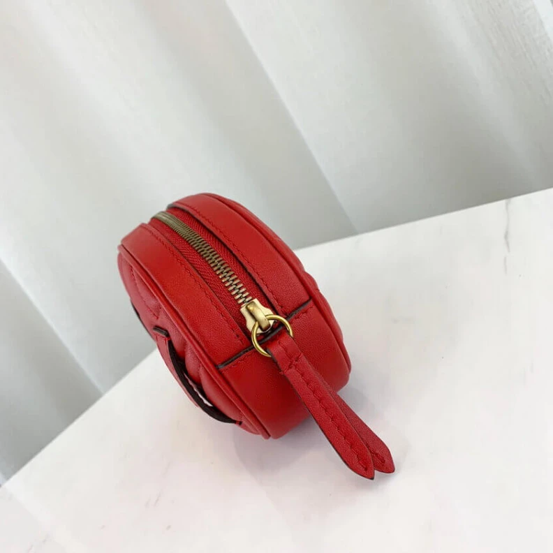 Top lv Adjustabl Gucci GG Marmont Matelasse Leather Belt Bag Red