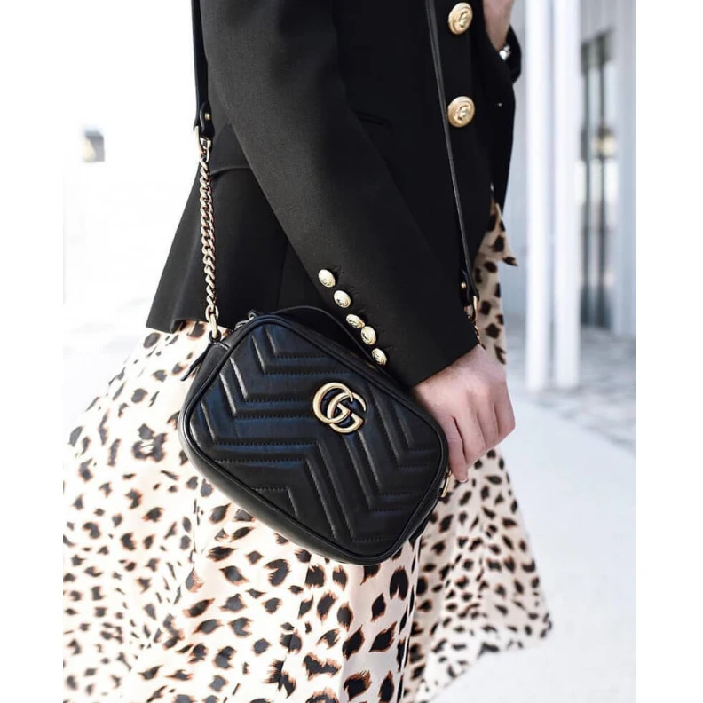 Kitlife ru Zip top c Gucci GG Marmont Matelasse Mini Bag Black