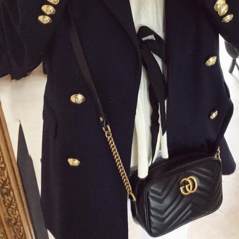 Kitlife ru Zip top c Gucci GG Marmont Matelasse Mini Bag Black