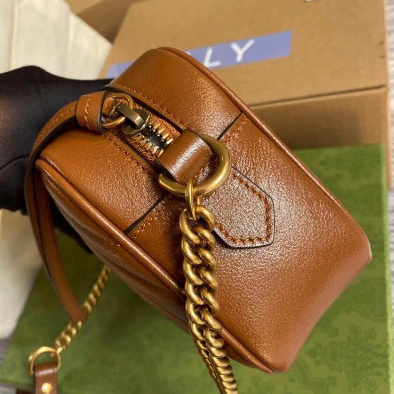 Lv belts replica Gucci GG Marmont Matelasse Mini Bag Brown