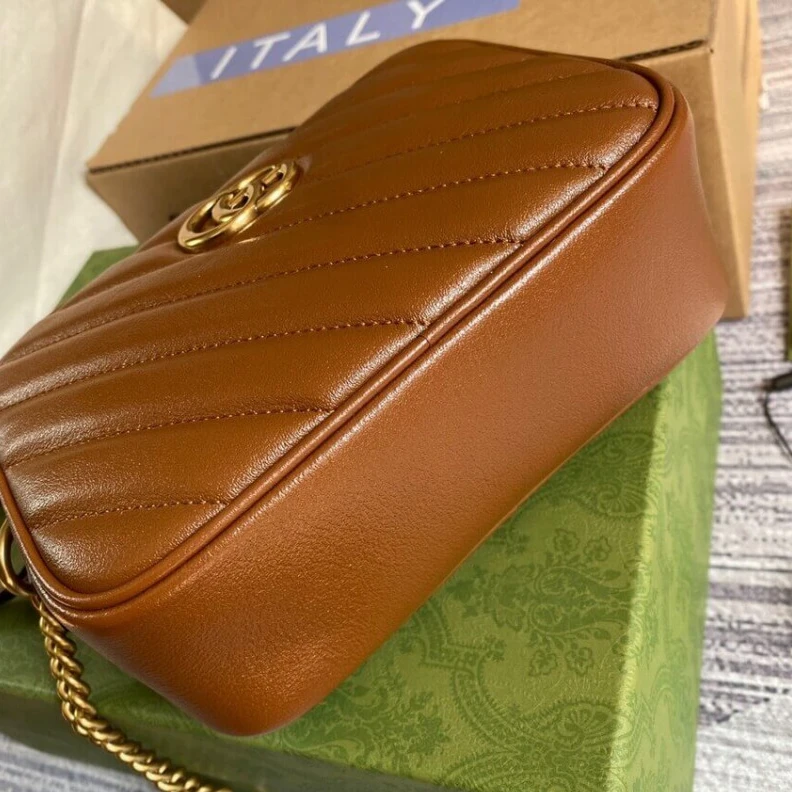 Lv belts replica Gucci GG Marmont Matelasse Mini Bag Brown