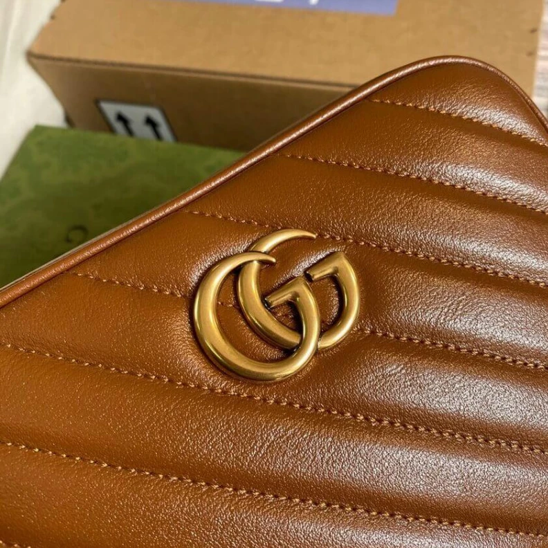 Lv belts replica Gucci GG Marmont Matelasse Mini Bag Brown