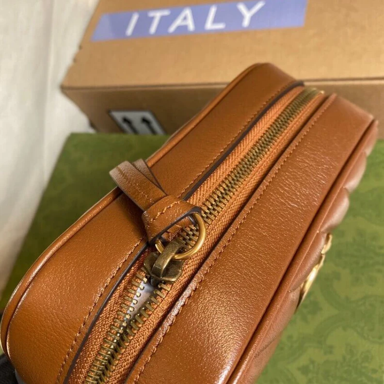 Lv belts replica Gucci GG Marmont Matelasse Mini Bag Brown