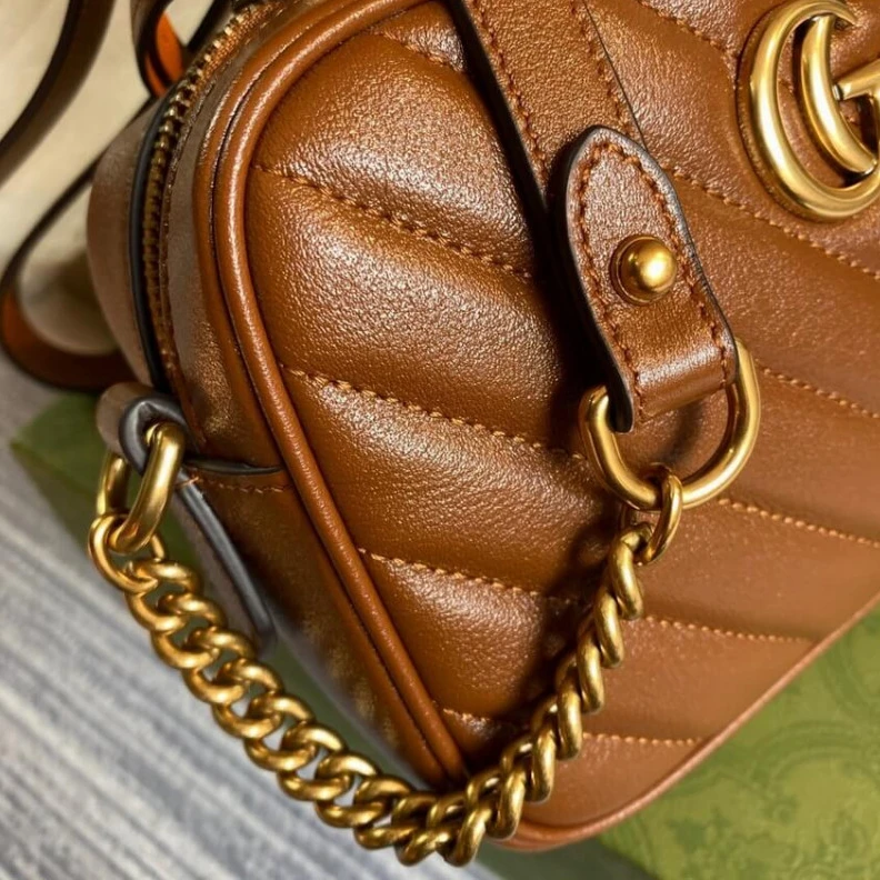 Lv belts replica Gucci GG Marmont Matelasse Mini Bag Brown