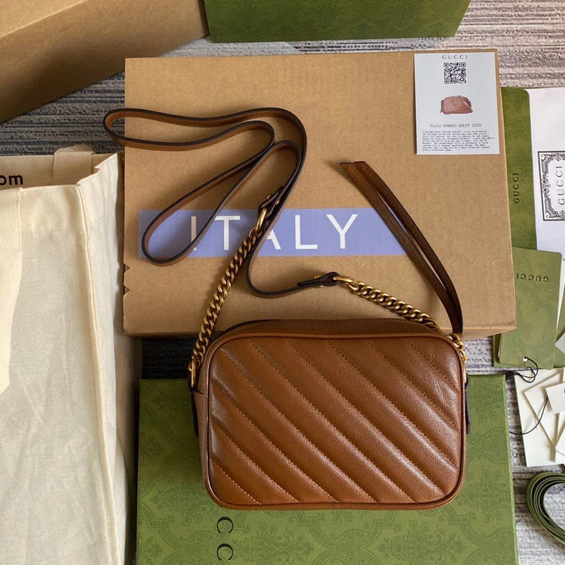 Lv belts replica Gucci GG Marmont Matelasse Mini Bag Brown