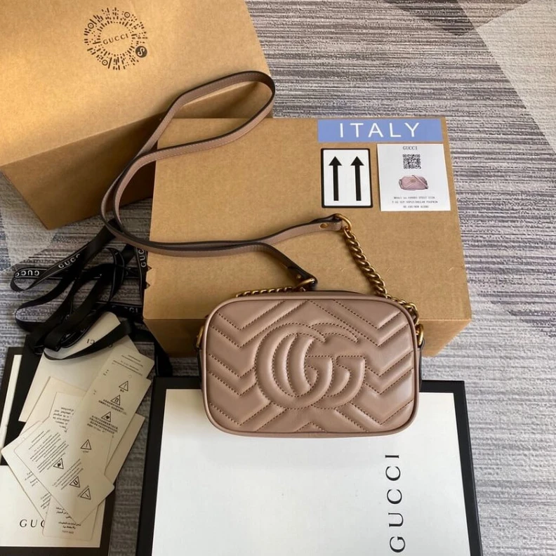 Replica bag 18 x 12 x Gucci GG Marmont Matelasse Mini Bag Nude Pink
