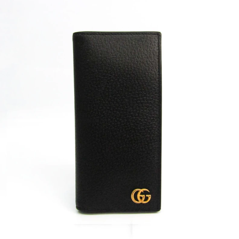 Black met Gucci GG Marmont Metal-Free Tanned Leather Long Bi-Fold Wallet