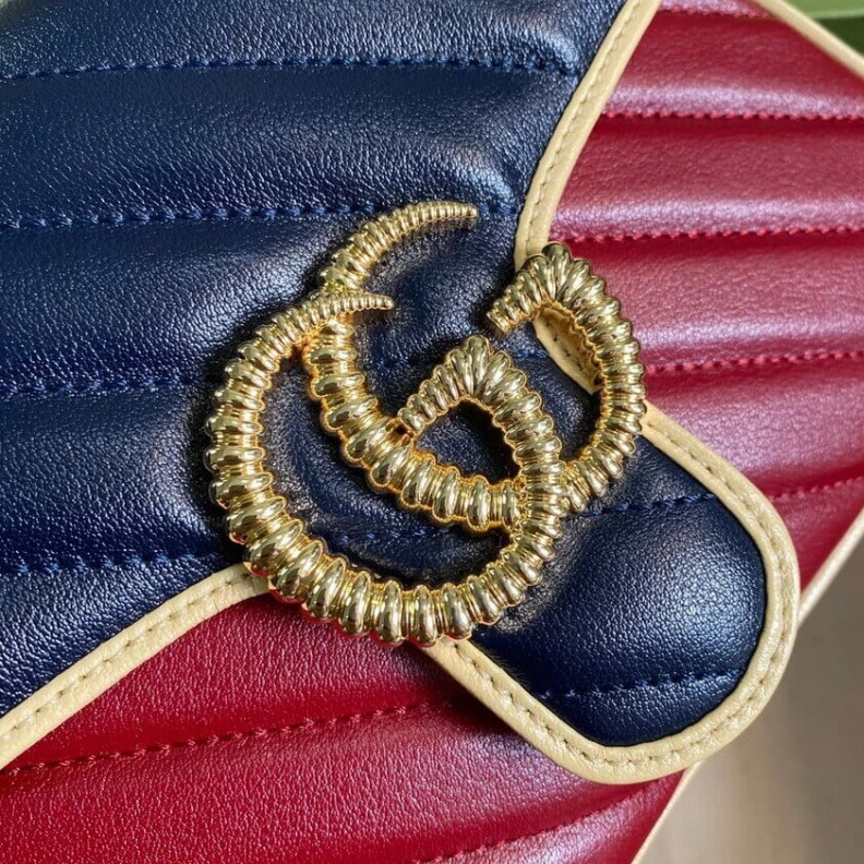 Kitlife ru Black lea Gucci GG Marmont Mini Bag Blue and Red Leather