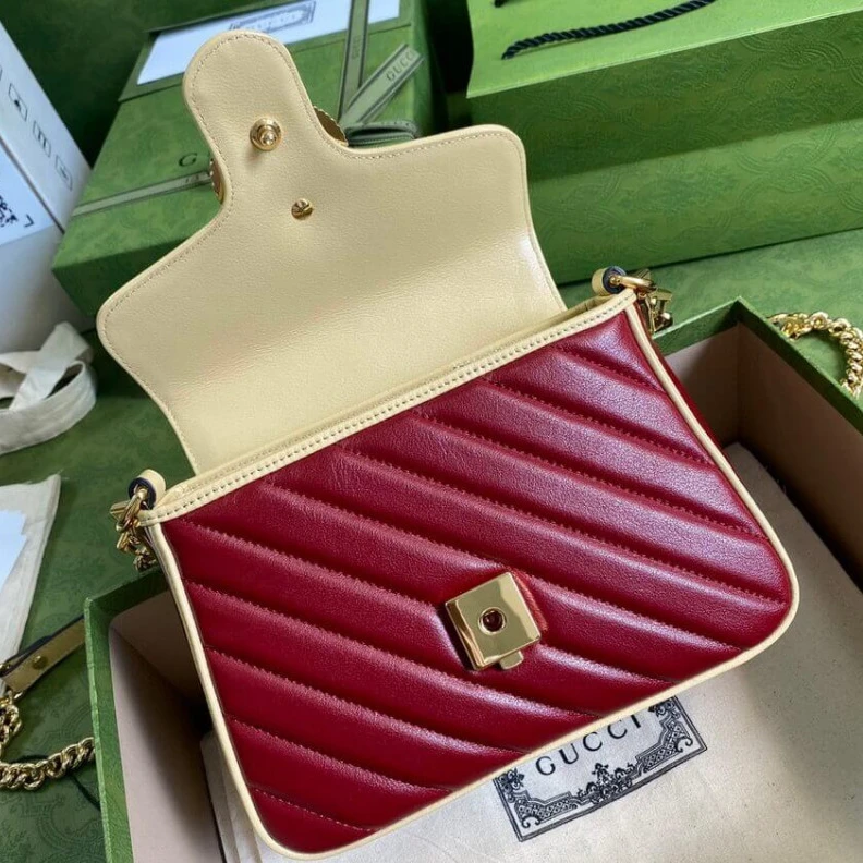 Kitlife ru Black lea Gucci GG Marmont Mini Bag Blue and Red Leather