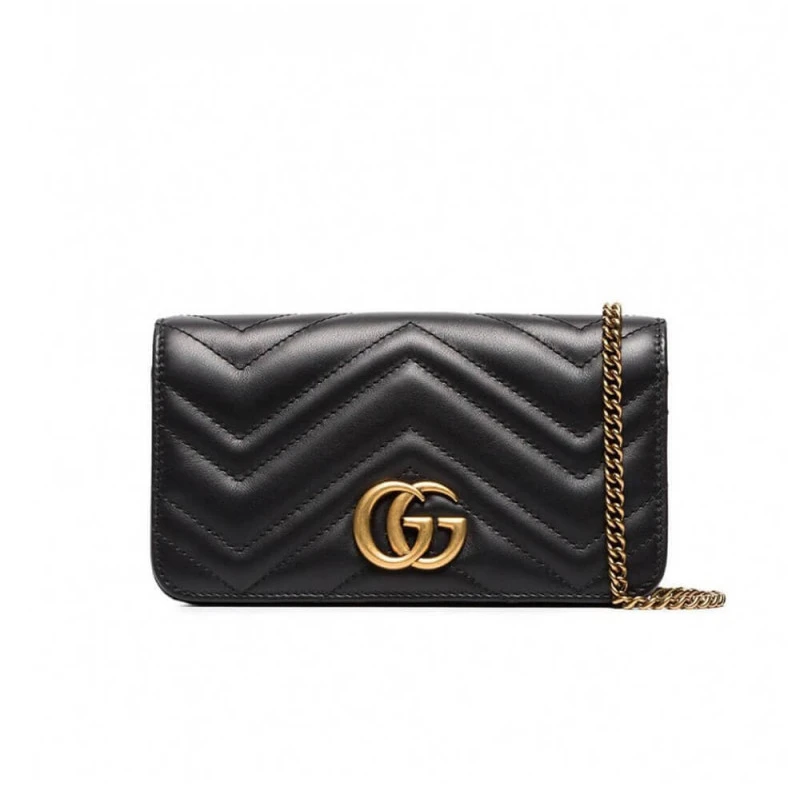 The GG Mar Gucci GG Marmont Mini Bag In Black Leather
