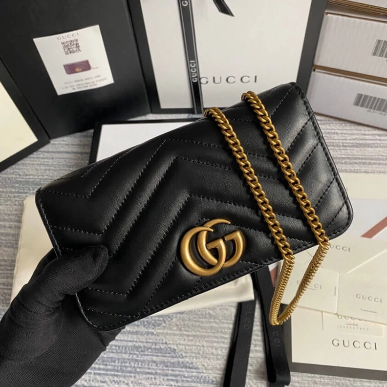Kitlife The GG Mar Gucci GG Marmont Mini Bag In Black Leather