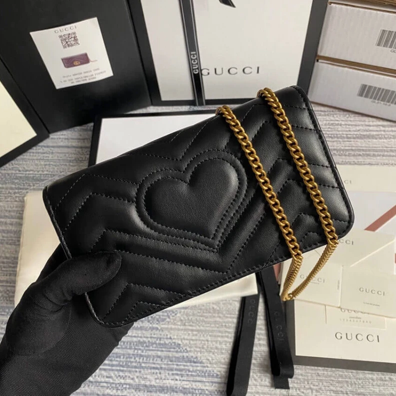 Kitlife The GG Mar Gucci GG Marmont Mini Bag In Black Leather