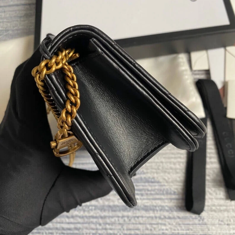 Kitlife The GG Mar Gucci GG Marmont Mini Bag In Black Leather