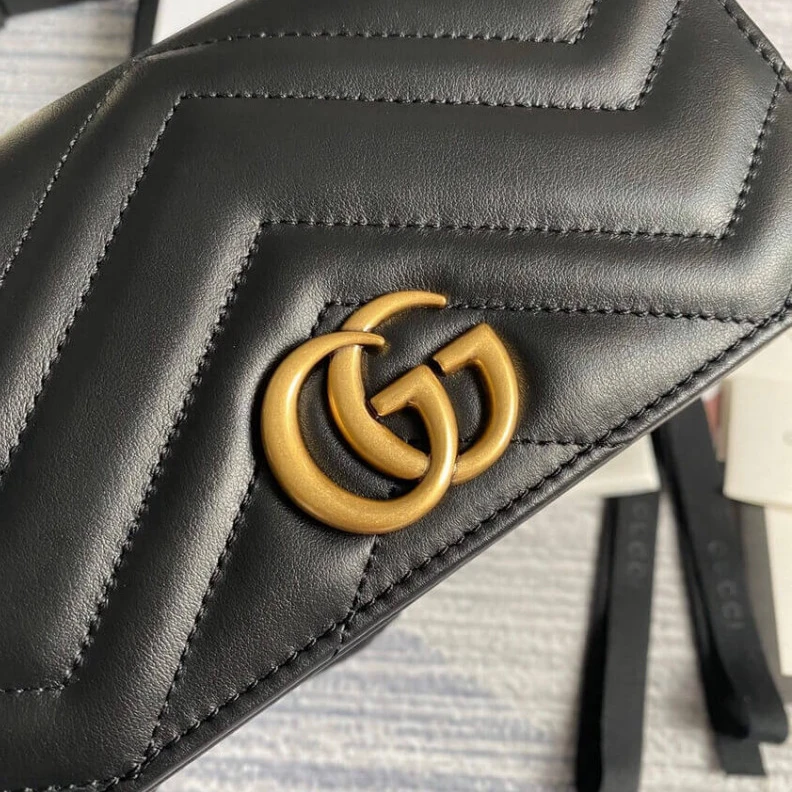 Kitlife The GG Mar Gucci GG Marmont Mini Bag In Black Leather