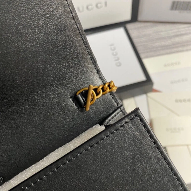 Kitlife The GG Mar Gucci GG Marmont Mini Bag In Black Leather