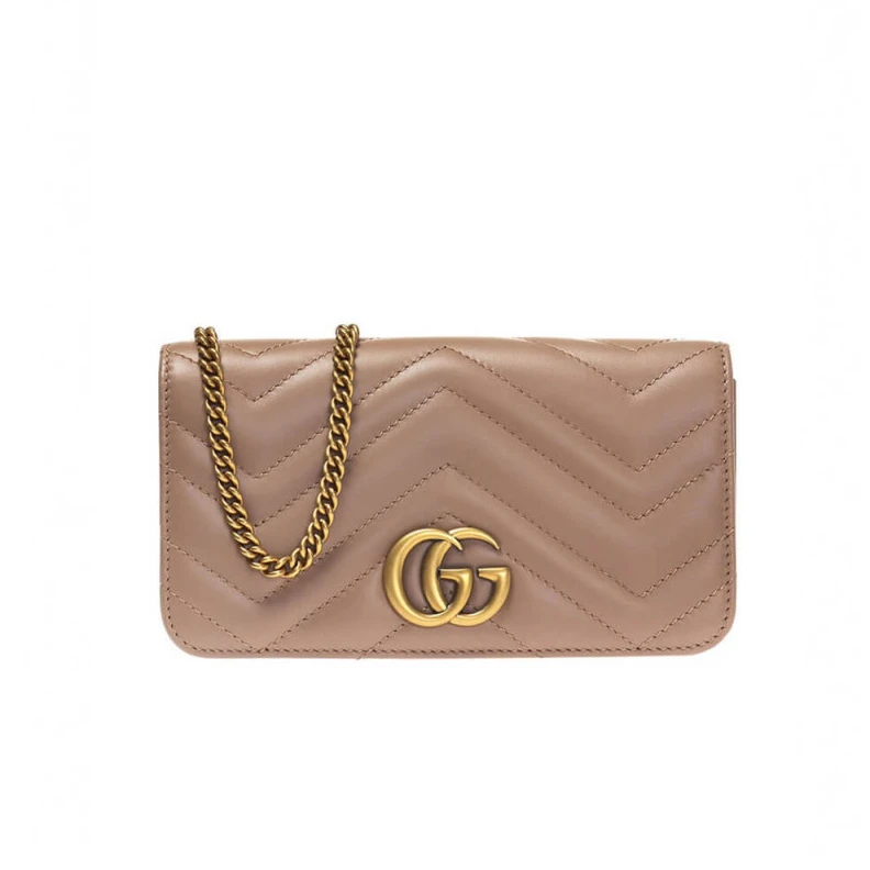 Detachabl Gucci GG Marmont Mini Bag In Nude Pink Leather
