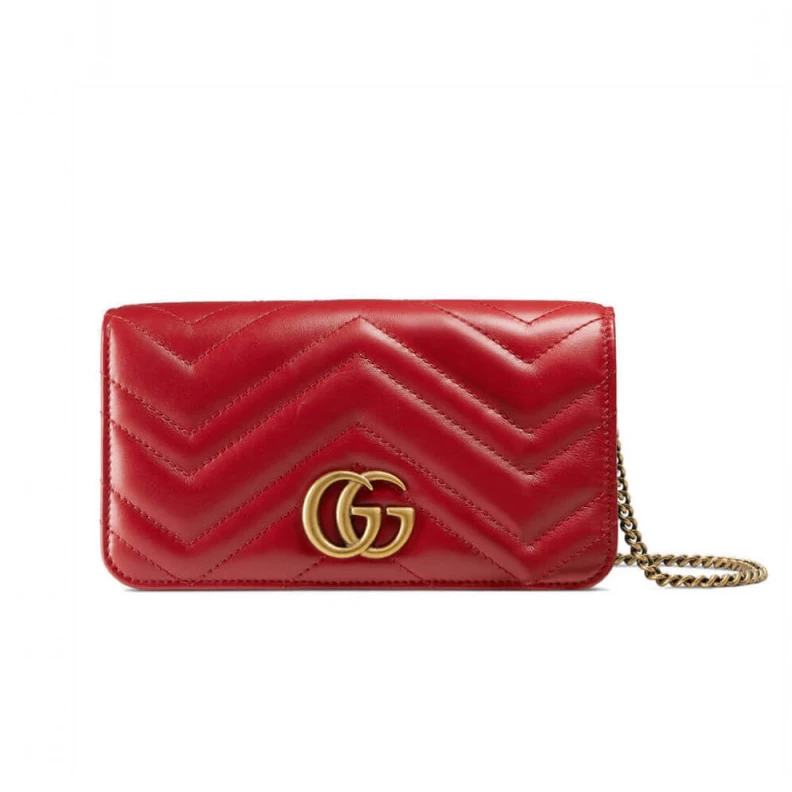 Double G Gucci GG Marmont Mini Bag In Red Leather