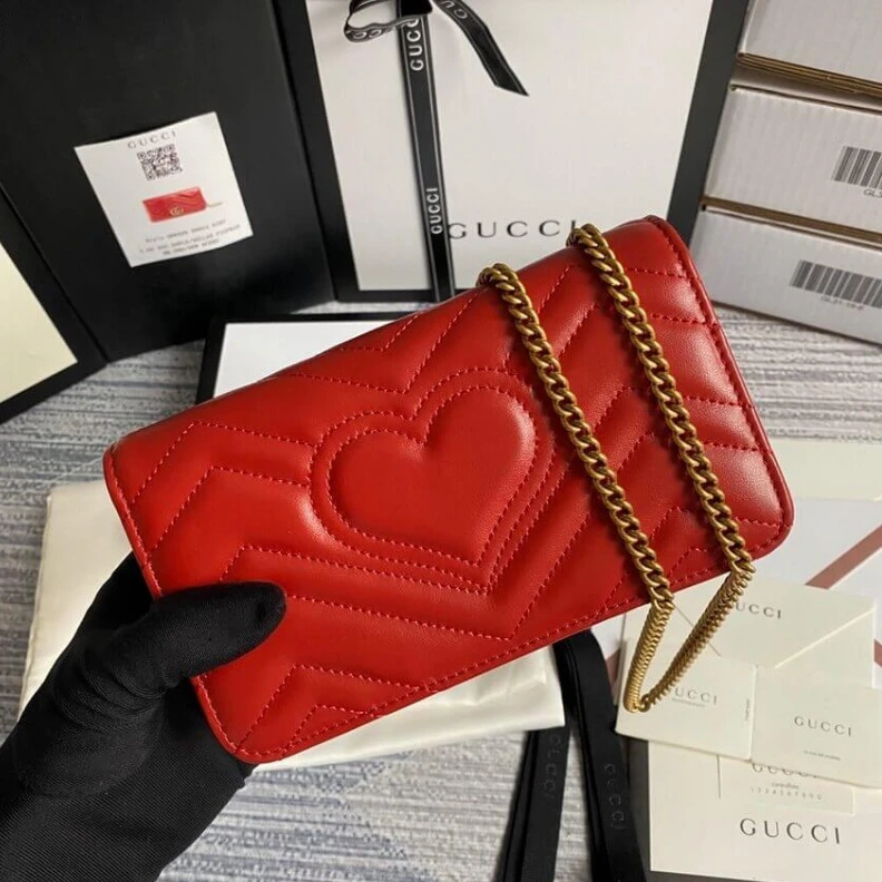 Kitlife ru Double G Gucci GG Marmont Mini Bag In Red Leather