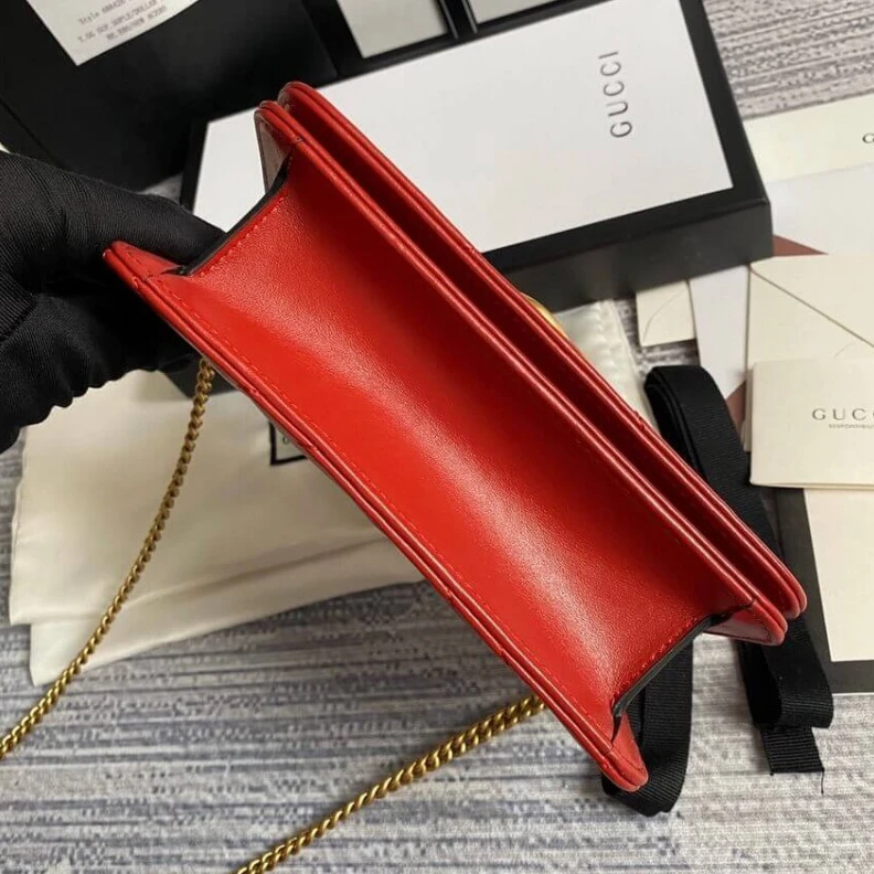 Kitlife ru Double G Gucci GG Marmont Mini Bag In Red Leather