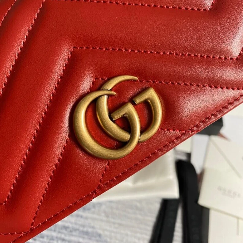 Kitlife ru Double G Gucci GG Marmont Mini Bag In Red Leather