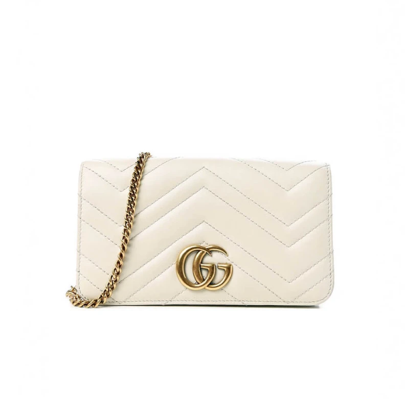 Covered m Gucci GG Marmont Mini Bag In White Leather