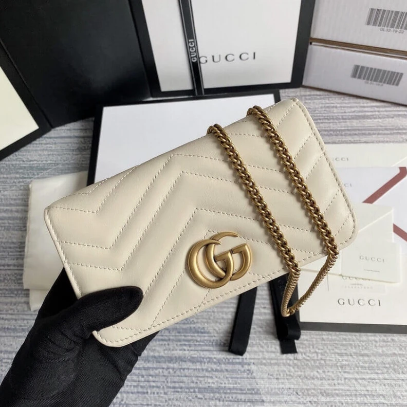 Lv belts replica Covered m Gucci GG Marmont Mini Bag In White Leather