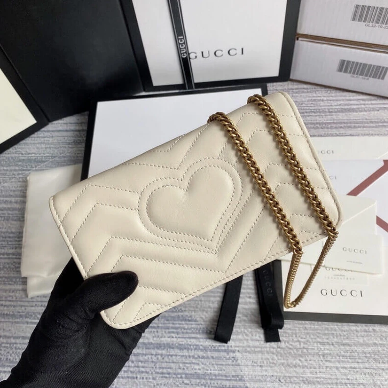 Lv belts replica Covered m Gucci GG Marmont Mini Bag In White Leather