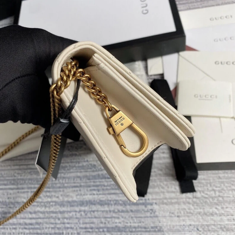 Lv belts replica Covered m Gucci GG Marmont Mini Bag In White Leather