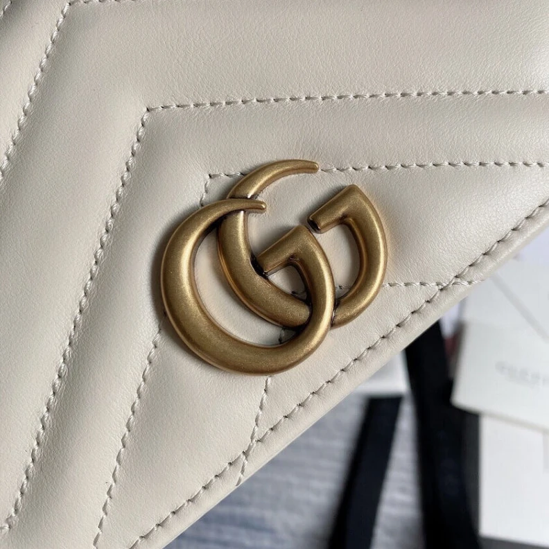 Lv belts replica Covered m Gucci GG Marmont Mini Bag In White Leather