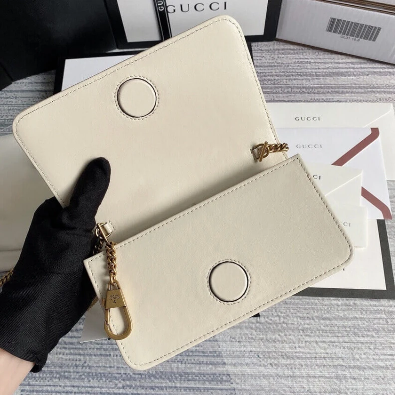 Lv belts replica Covered m Gucci GG Marmont Mini Bag In White Leather