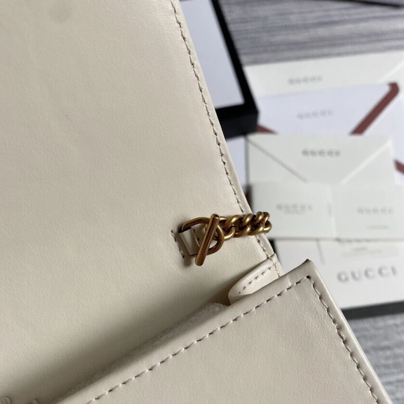 Lv belts replica Covered m Gucci GG Marmont Mini Bag In White Leather